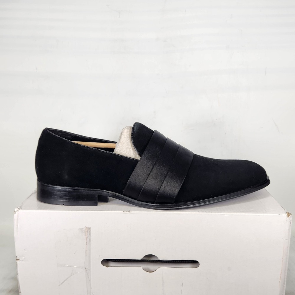 Aldo Loafer Mens Size 11 Black Suede Satin Band Slip On Dress Shoes Kenny-007
